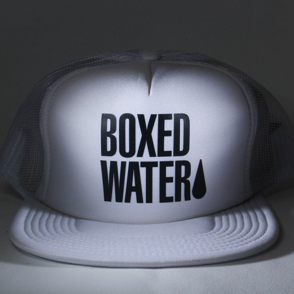 Boxed Water Trucker Hat Mens OSFM White Snapback